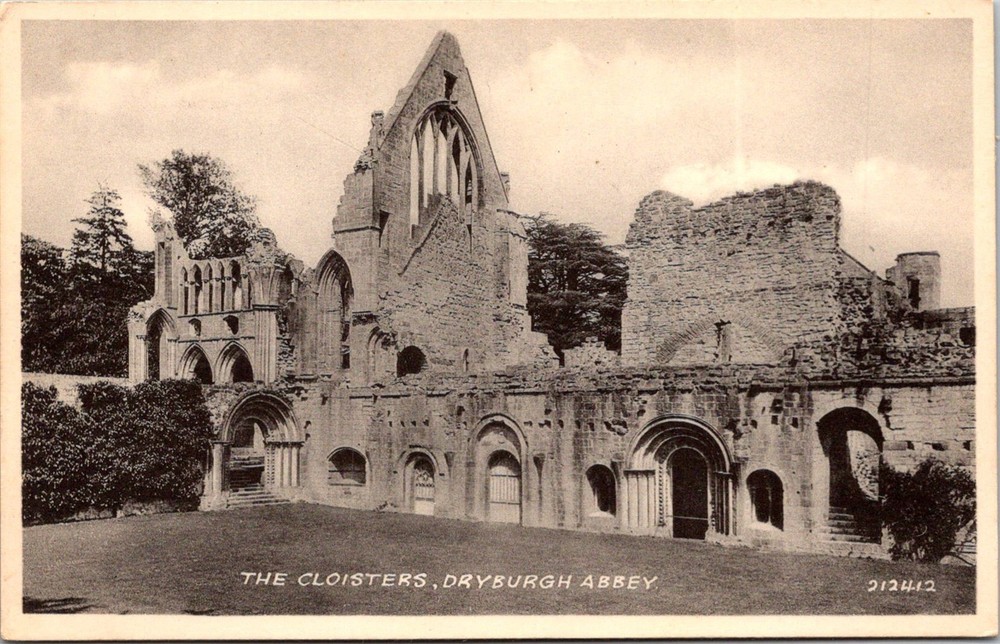 Dr Jim Stamps Postcard The Cloisters Dryburgh Abbey Valentines Bromotype