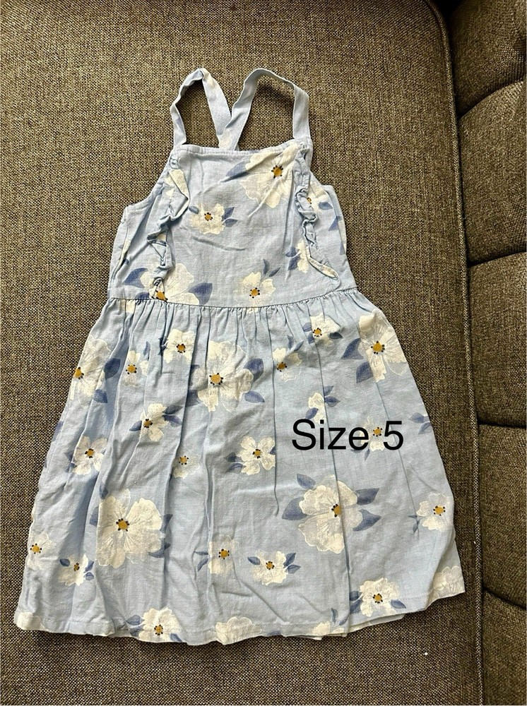 Carter's Girls Size 5 Light Blue Floral Sundress Sleeveless Ruffle Knee Length