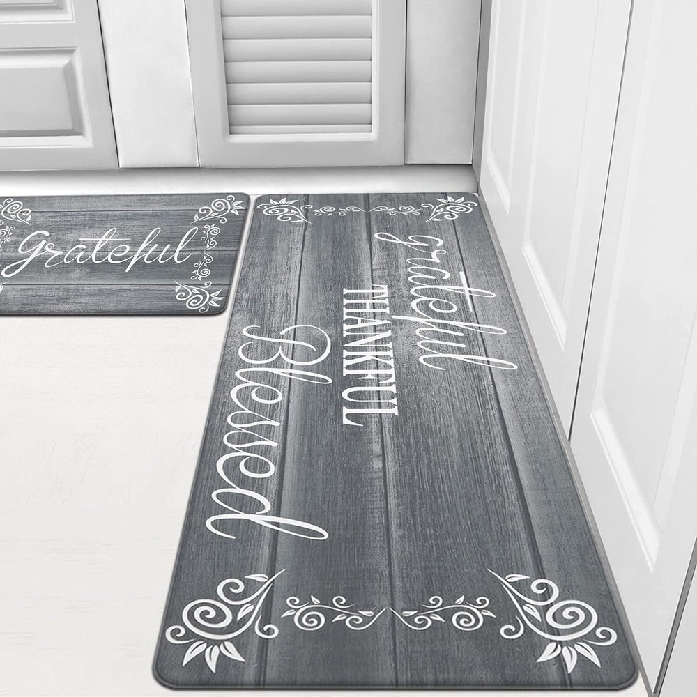 Anti Fatigue Kitchen Rug Set of 2 Cushioned Non Slip Floor Mats for Comfort and Support