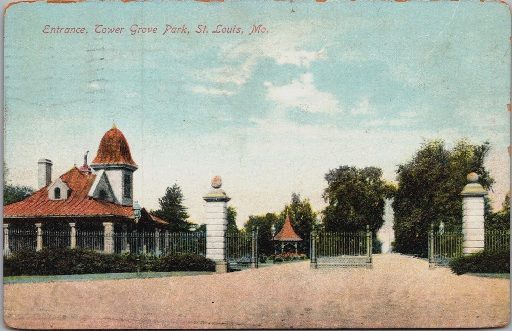 Entrance Tower Grove Park, St. Louis, MO  Antique Postcard c1909