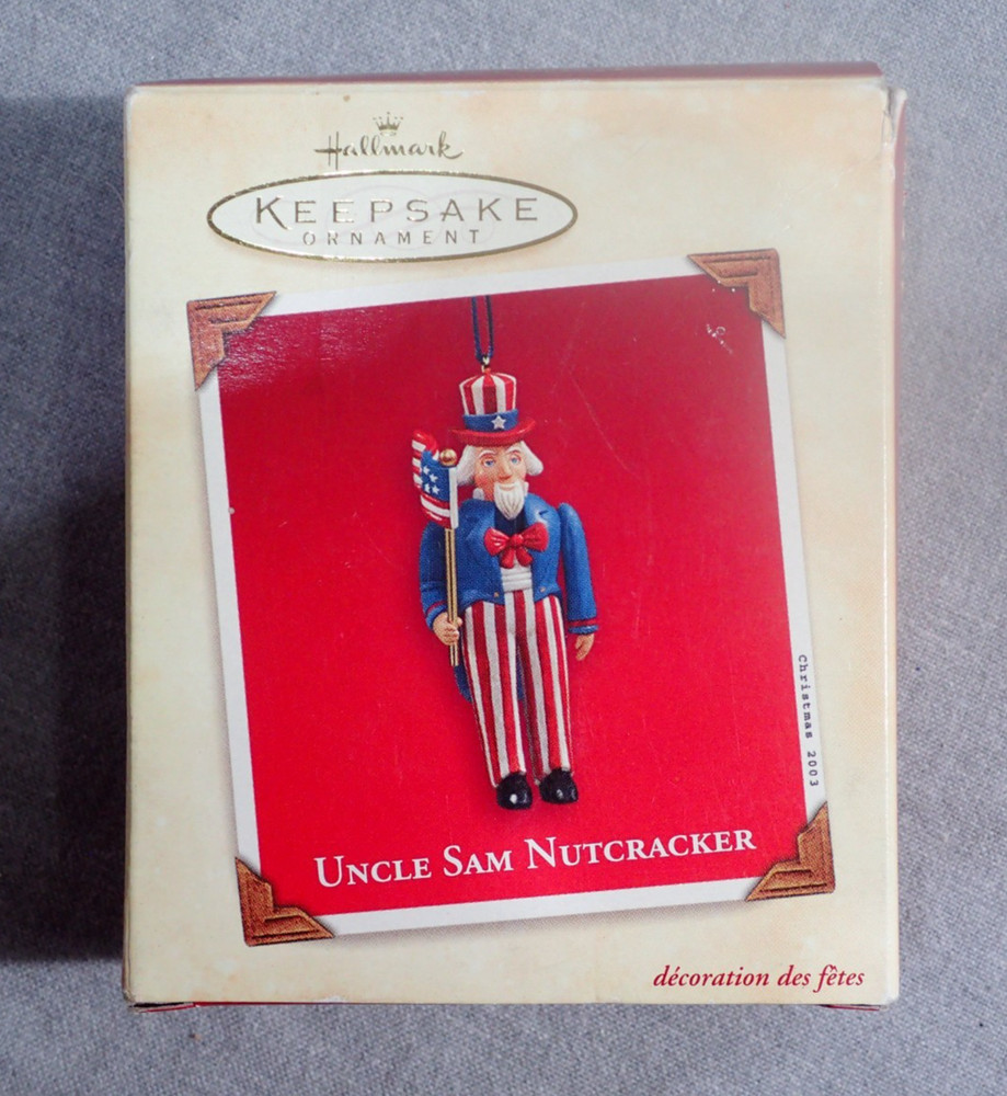Hallmark Keepsake Ornament 2003 Uncle Sam Nutcracker MIB Red White Blue Flag