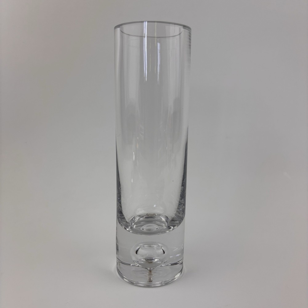 Vintage Krosno Poland Clear Glass Cylinder Vase Controlled Bubble 8