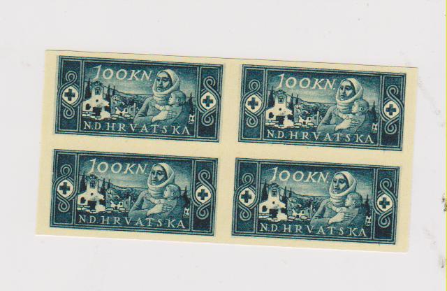 CROATIA,WWII ,red cross 1945 proof carton paper  bl 4
