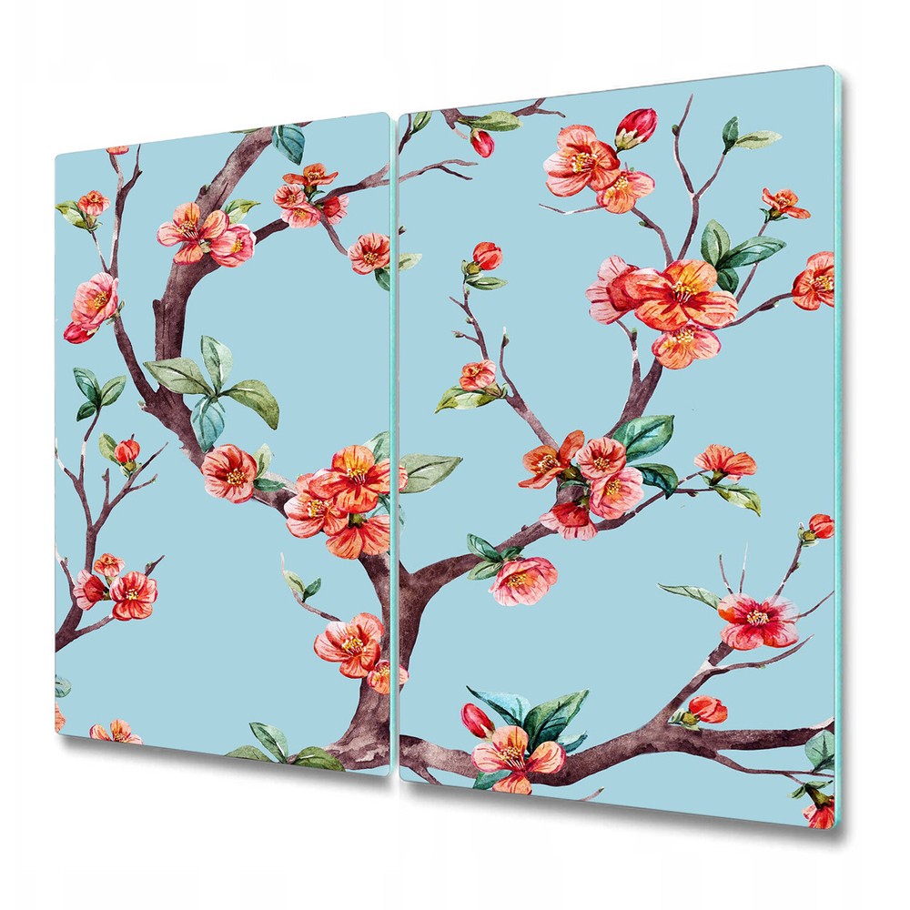 Tempered Glass Chopping Cutting Board Raster sakura red and blue art 2x30x52