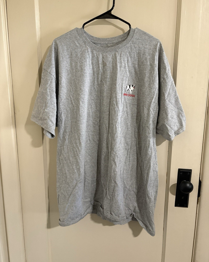 Big Dog Funny Graphic Print Gray Crew Neck T-Shirt Men's 2XL