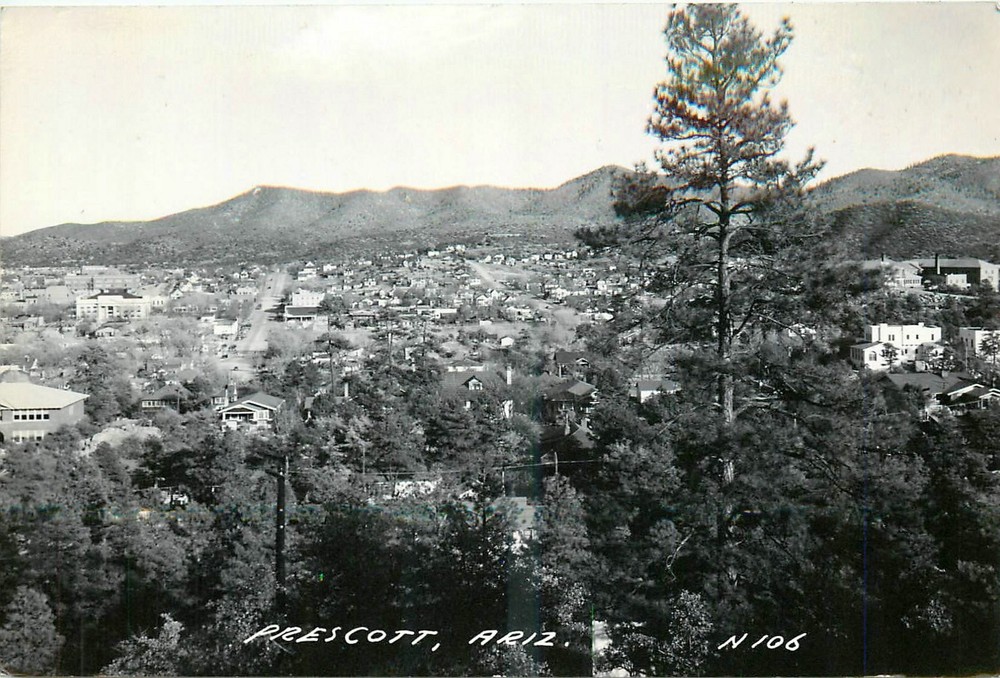1940s Prescott Arizona Aerial View N106 RPPC Postcard 26-760
