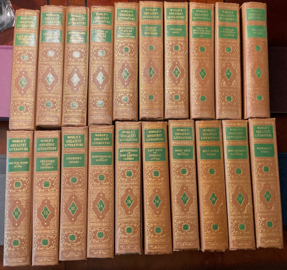 COMPLETE SET of 20 Vintage 1936 WORLD’S GREATEST LITERATURE - The Spencer Press