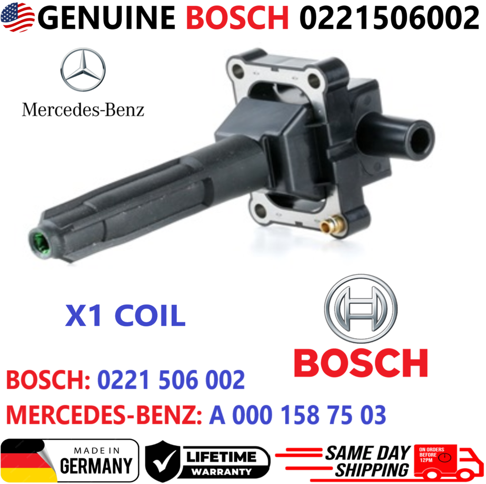 GENUINE BOSCH Ignition Coil For 1995-2000 Mercedes-Benz 0221506002, A0001587503