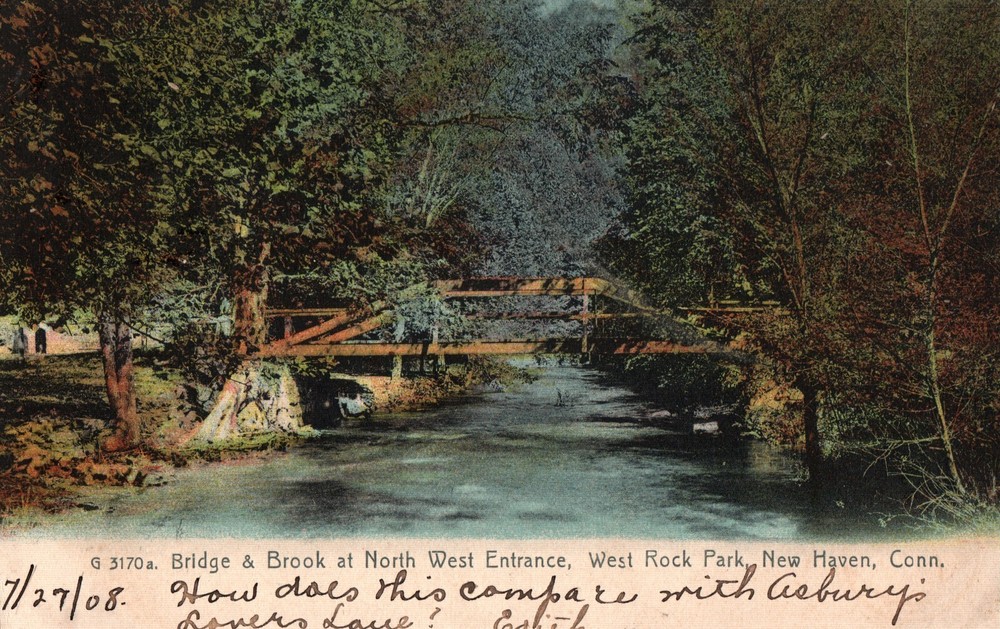 Bridge at West Rock Park New Haven CT Connecticut Rotograph Postcard 1908