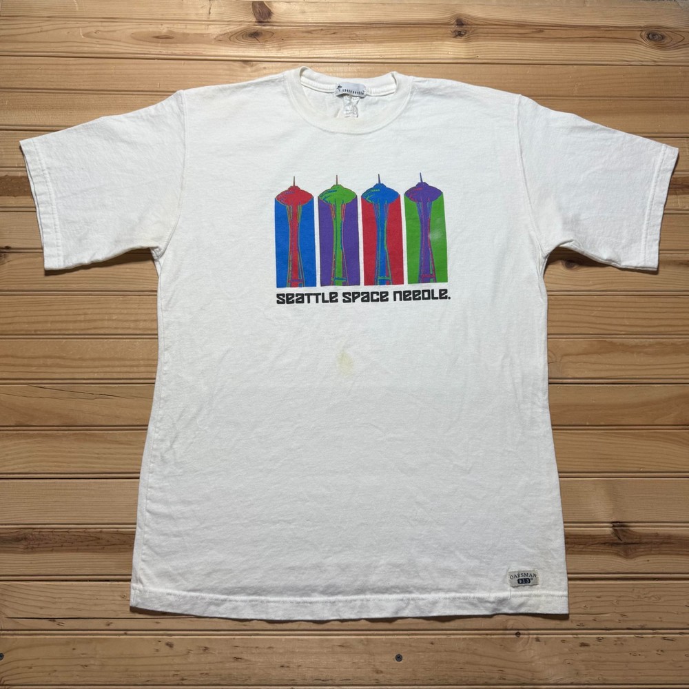 Vintage 90s Seattle Space Needle Oarsman 913 Pop Art Graphic T-Shirt Size Large