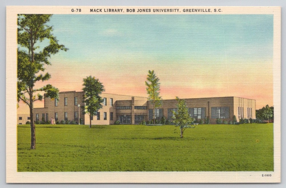 Mack Library Bob Jones University Greenville SC Postcard