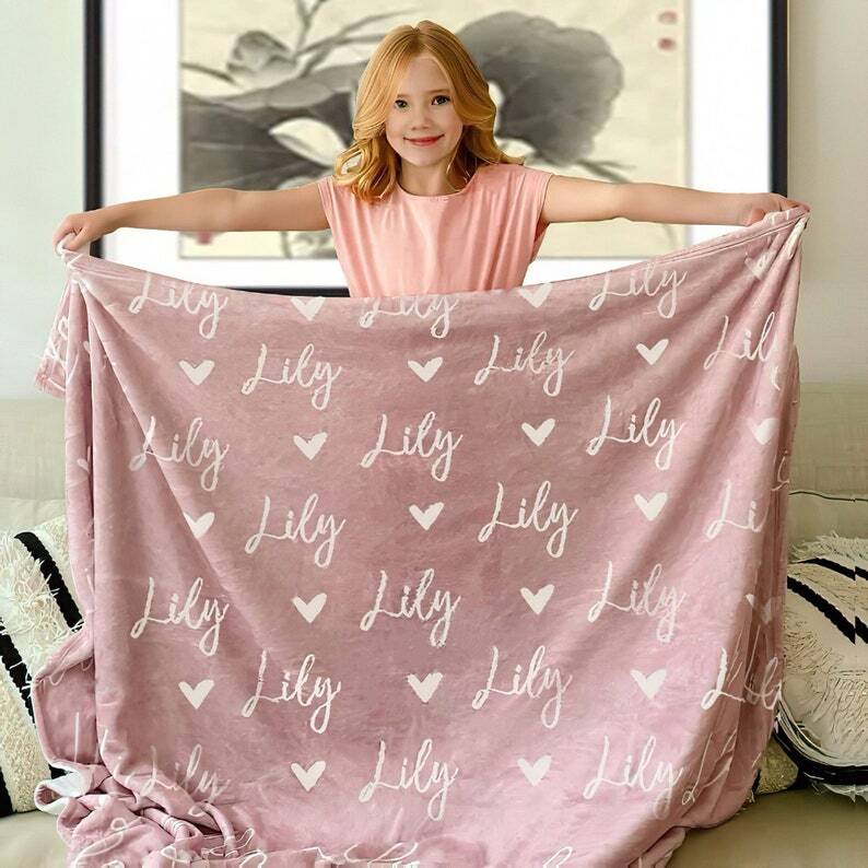 personalized Custom blanket printed Baby's name Graphic Warm Soft Bedding