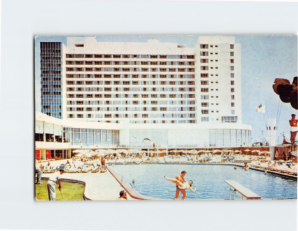 Postcard Pool Scene Deauville Hotel Miami Beach Florida USA