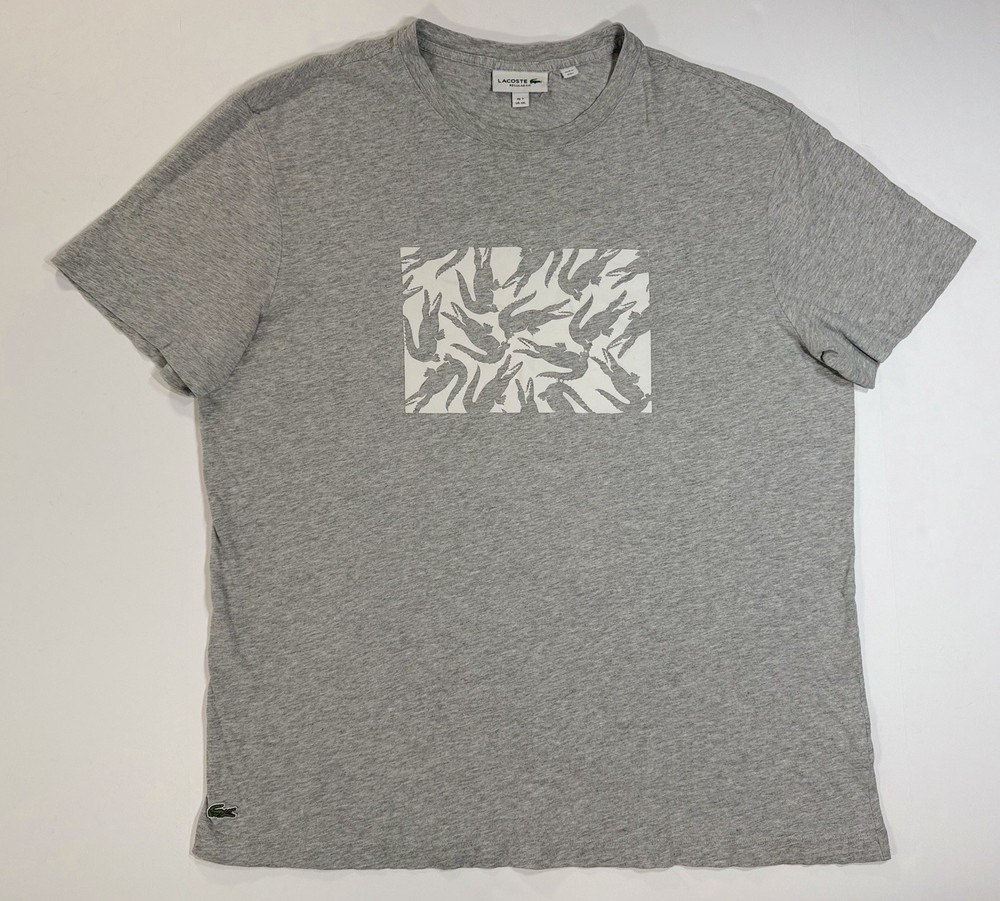 Lacoste Men’s XXL Gray Graphic Cotton T-Shirt TH3929 Short Sleeve Casual