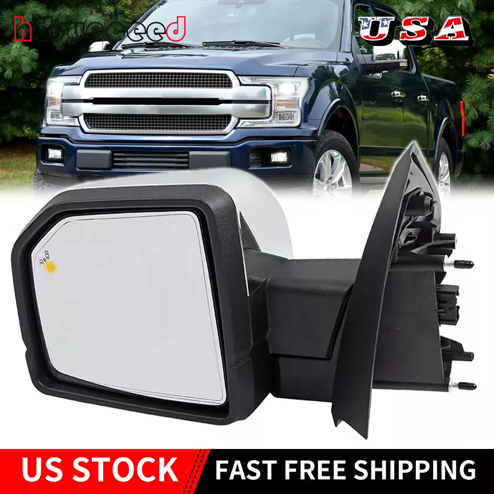 Power Mirror For 2015-2018 Ford F-150 Driver Side Left Signal Light Chrome