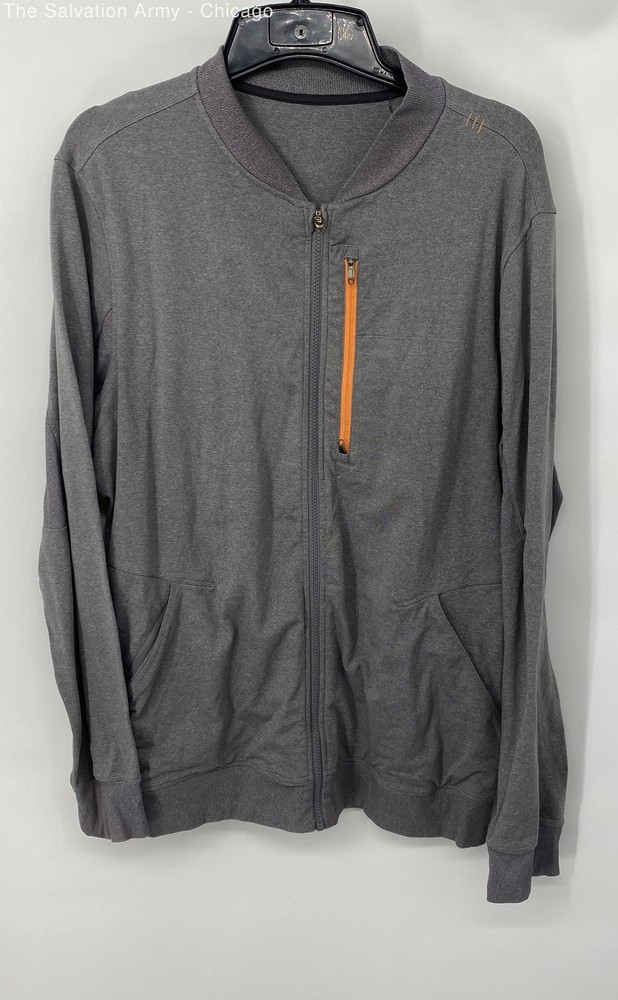 Lululemon Womens Gray Orange Long Sleeve Activewear Full-Zip Jacket Size 2XL
