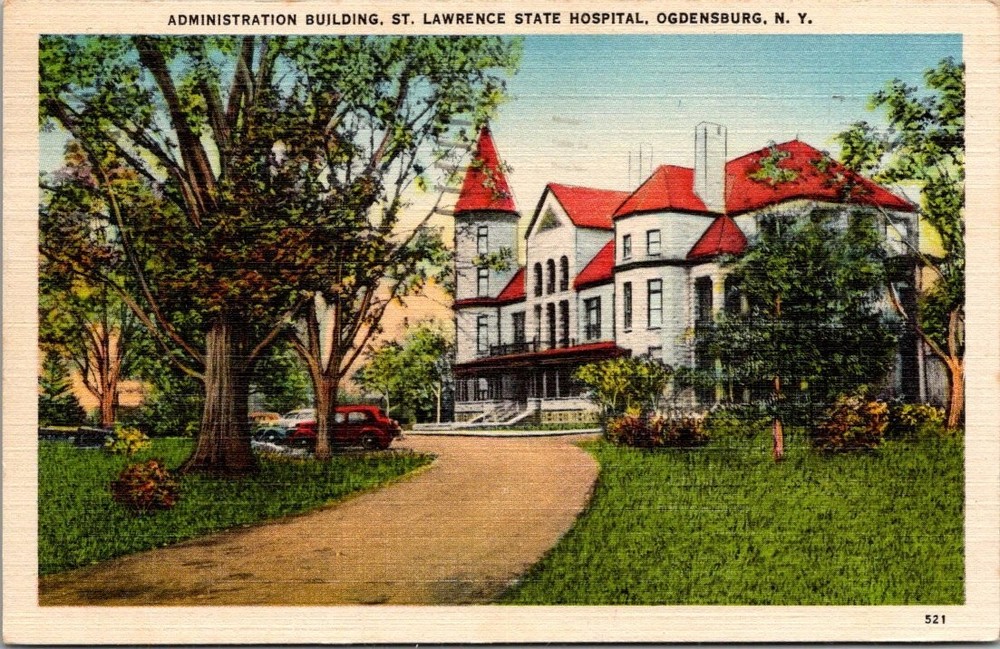 1932 Ogdensburg NY St. Lawrence State Hospital Linen Postcard