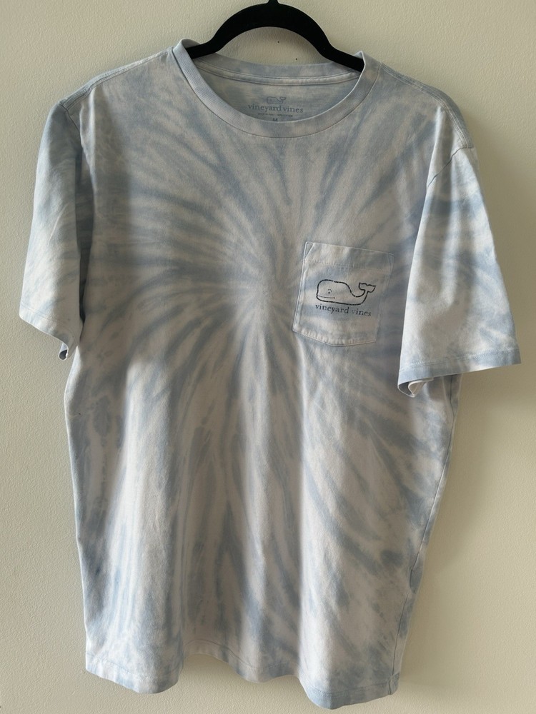 Vineyard Vines Men’s Short Sleeve Blue White Tie-Dye Whale Tshirt Size Medium