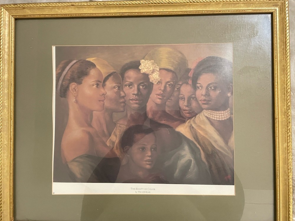 Vintage '92 TIM ASHKAR The Beauty of Color American Women Art Painting 22X17.5