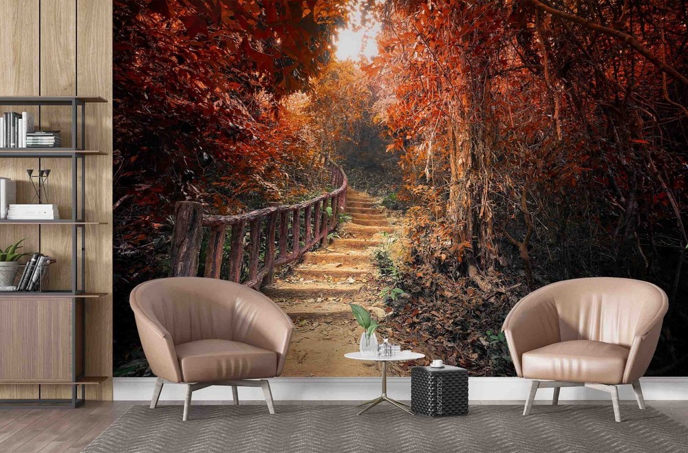 3D Forest Path Autumn Landscape Wall Murals Wallpaper Murals Wall Sticker