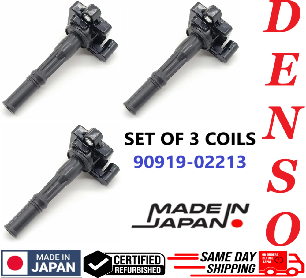 x3 Ignition Coils For 1995-1999 Toyota Paseo Tercel 1.5L, 90919-02213, OEM SET