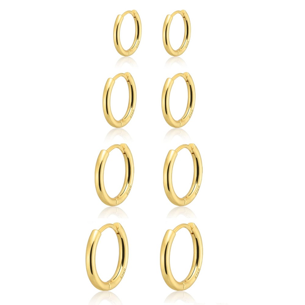 Small Gold Hoops Earrings for Women 14K Mini Gold Huggie Hoop Earrings Set