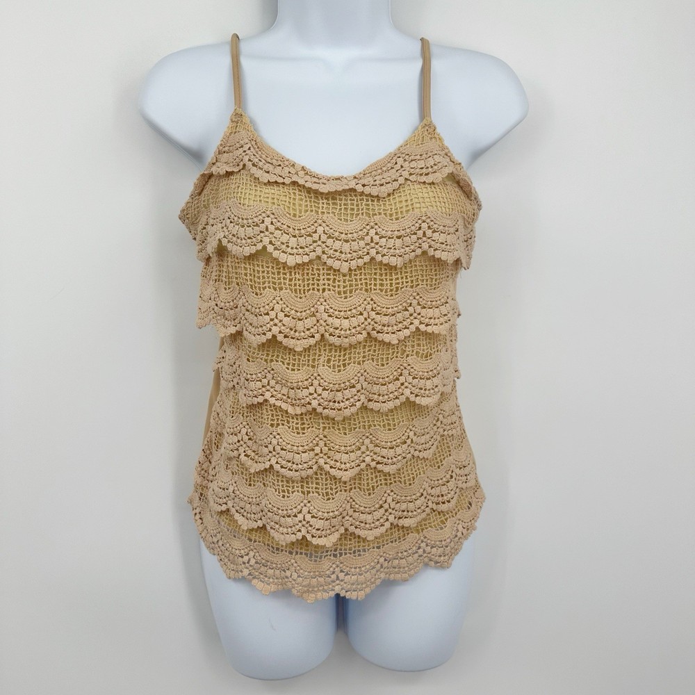 Umgee Crochet Ruffle Tank Top Size Small Boho Hippie Festival Fairy