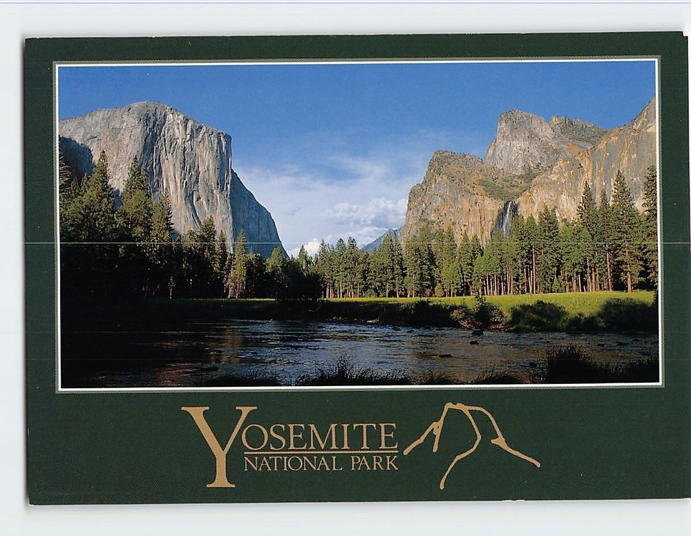 Postcard El Capitan-Bridal Veil Falls & Yosemite Valley National Park USA