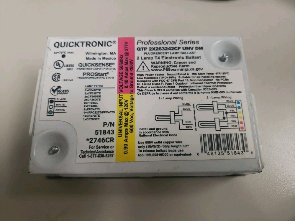 Sylvania QTP 2x26/32/42CF/UNV DM Fluorescent Ballast (2-Lamp) CF42DTE 42W CFL