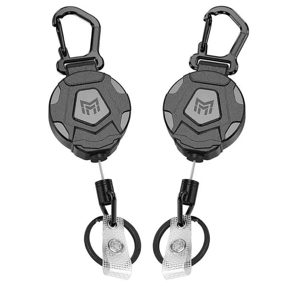 2Pack Heavy Duty Retractable Keychain, Tactical ID Badge Holder Reel Carabiner
