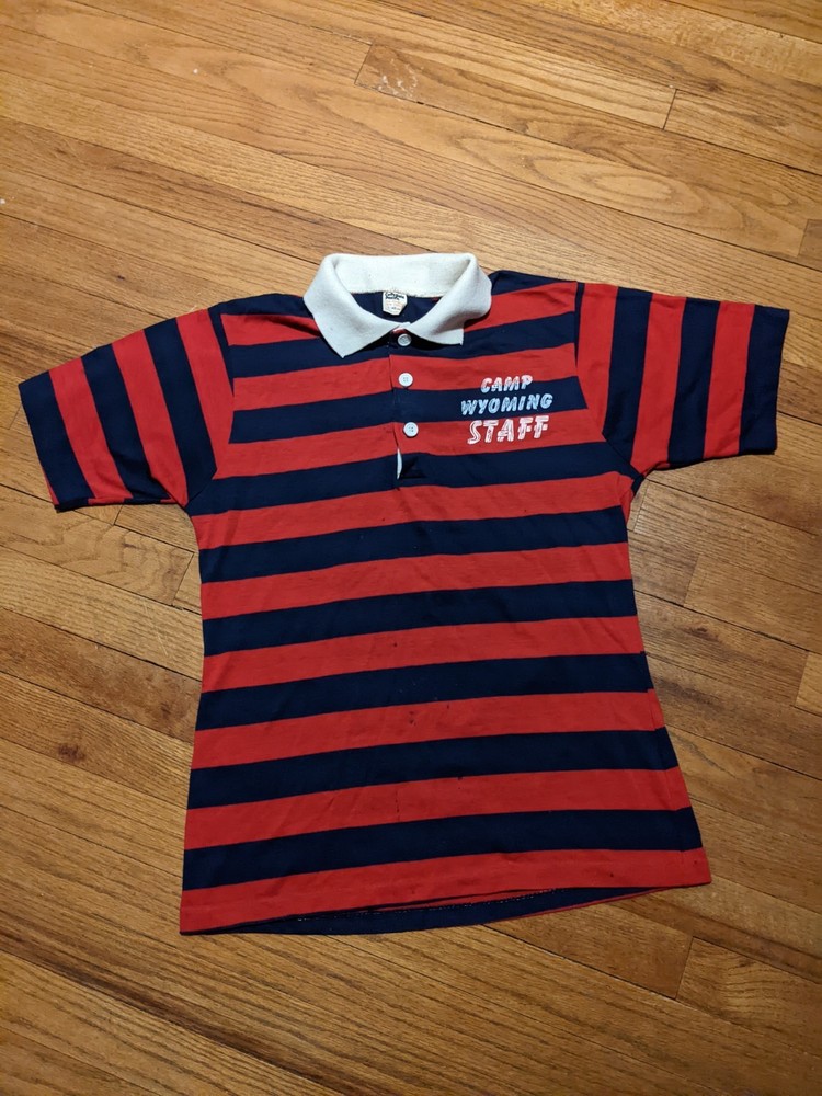 True Vintage 70s Collegiate Pacific Men's Camp Wyoming Rugby Polo Thin Shirt szL