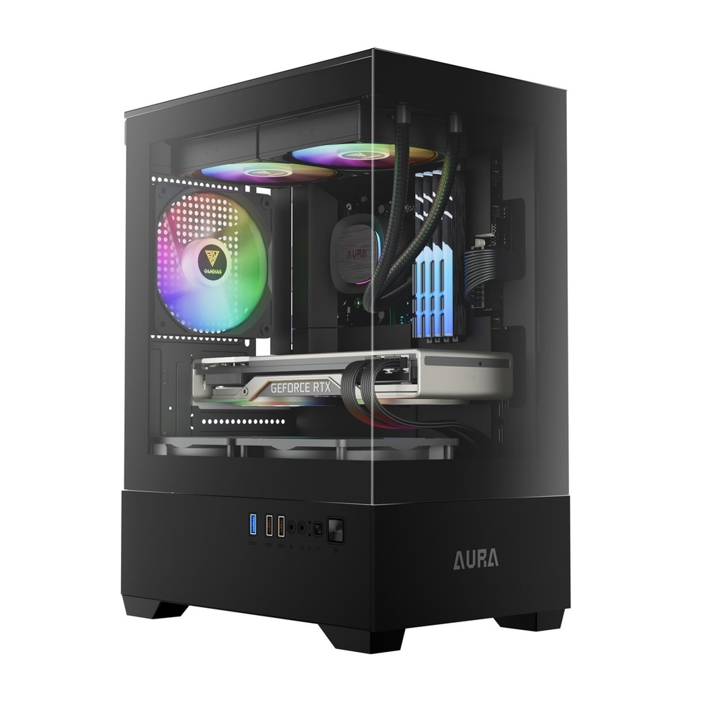 Micro-ATX Tower Computer Case with Tempered Glass, Gaming M-ATX PC Case with ...