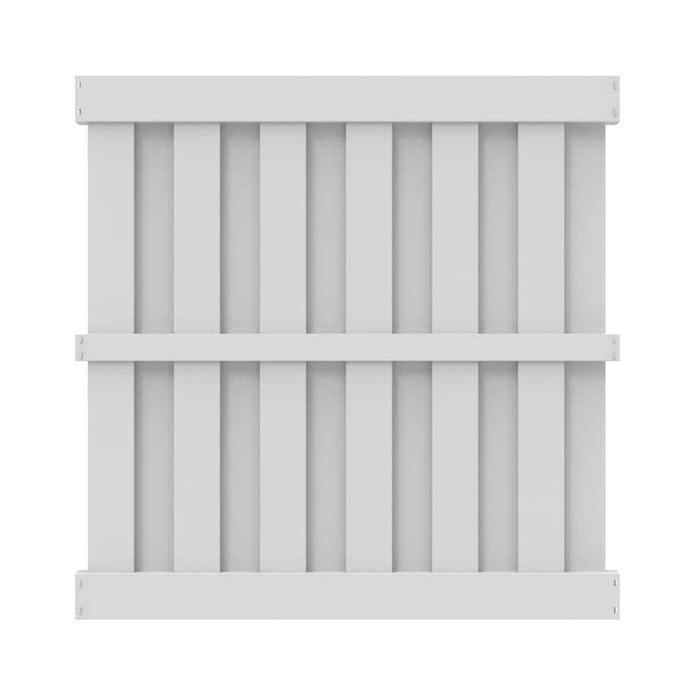 Whitney 6ft.x6ft.White Shadowbox Vinyl Fence Panel