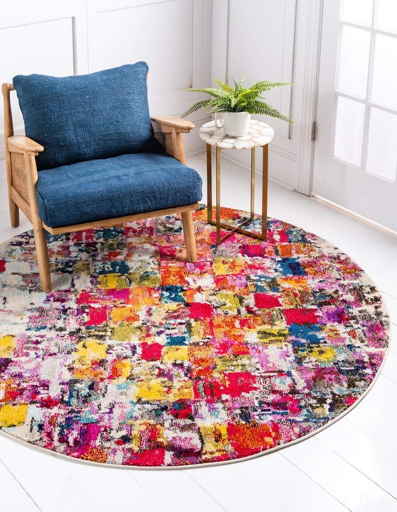 Estrella Collection Abstract, Bright Colors, Distressed, Modern Area Rug (6' ...