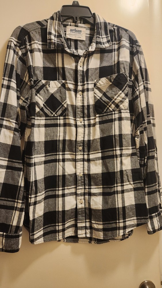 Urban Pipeline Men's Long Sleeve Flannel Shirt Plaid, Button-Up,Large