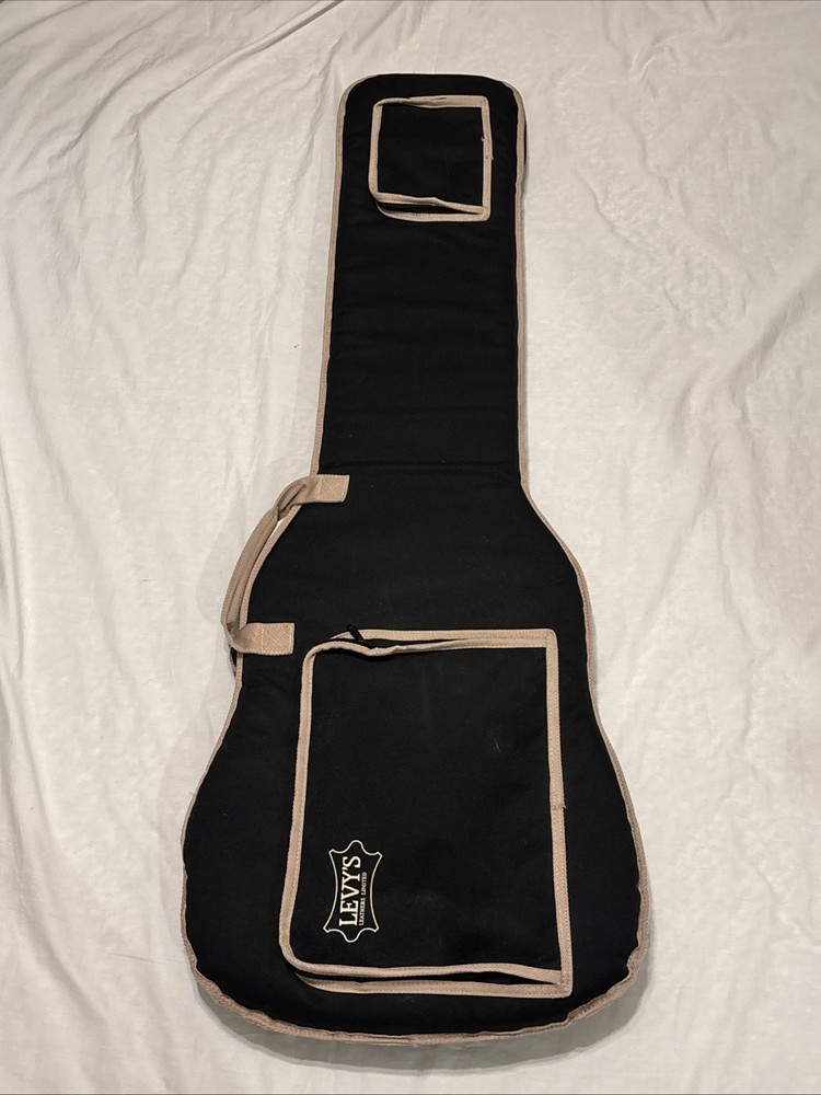 Levy's Acoustic Bass Guitar Gig Bag EM8G Padded Soft Case Black Tan Backpack 49