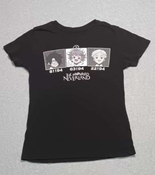 The Promised Neverland Short Sleeve Shirt Unisex Size Small Black Anime TV Show