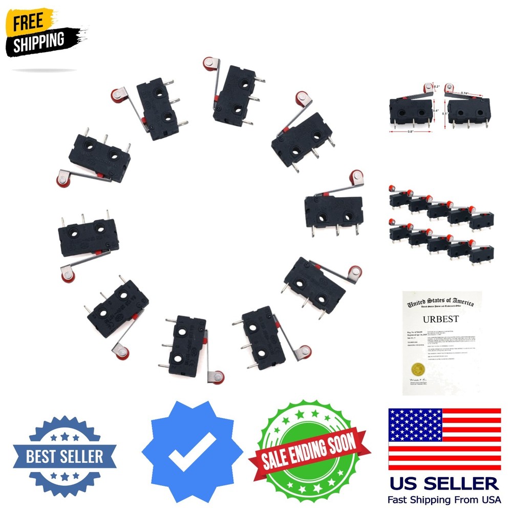 AC 250V 5A SPDT 1NO 1NC Momentary Hinge Roller Lever Micro Switches 3 Pins 10...