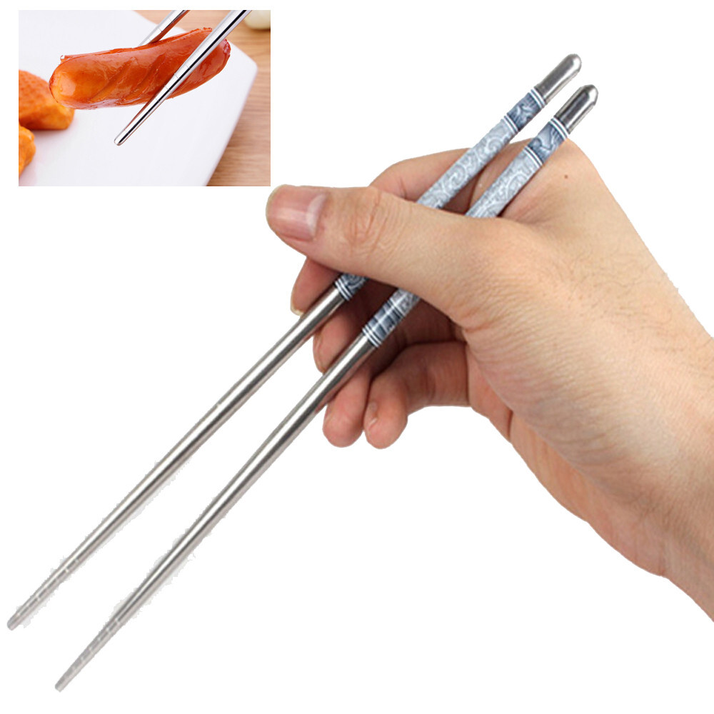 Stainless Steel Chopsticks Chinese Style Non-Slip Chopsticks Set Kitchen 1 pair