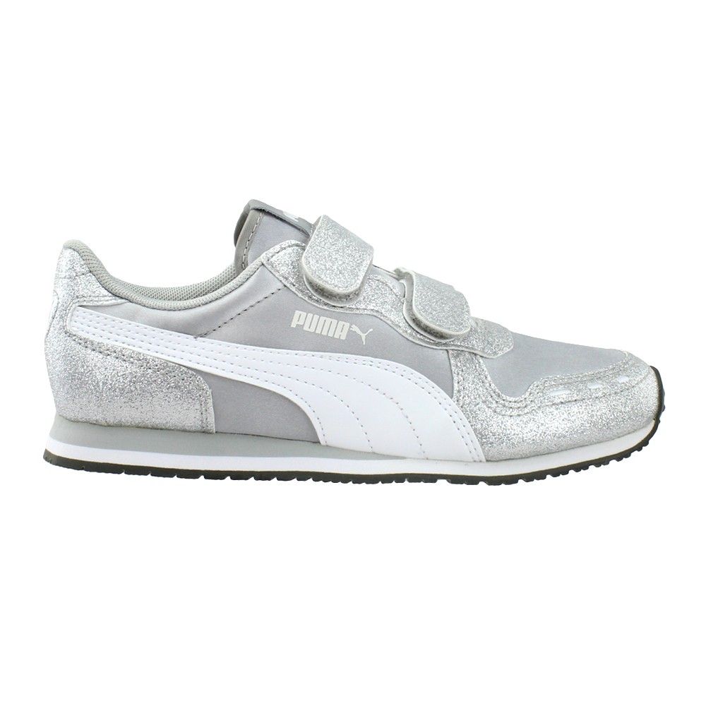 PUMA Cabana Racer Glitz V Ps Mens Silver Sneakers Casual Shoes 370985-01