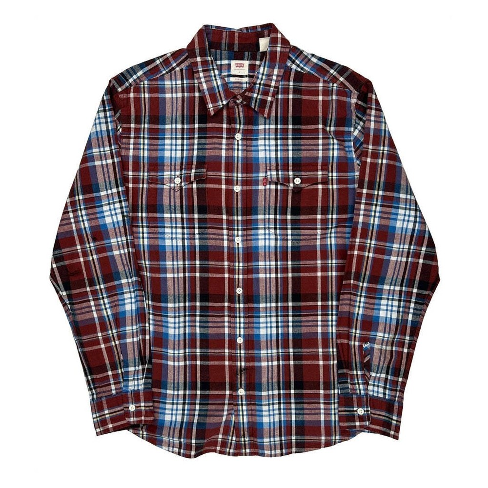 Levis Checked Flannel Shirt - Large Red Cotton