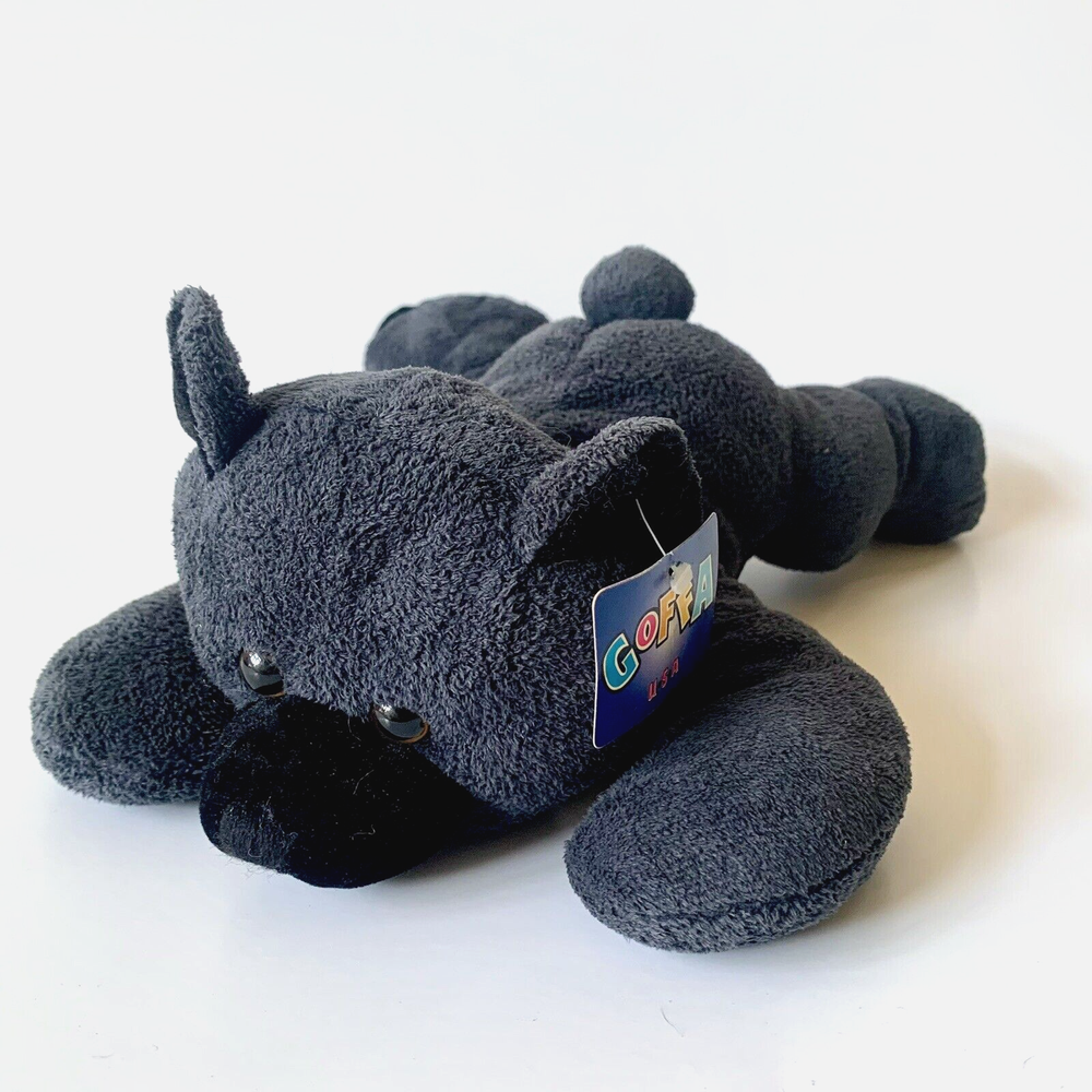 Vintage  Goffa Black Bear Plush Lovey Soft Stuffed Animal Terry And Velour