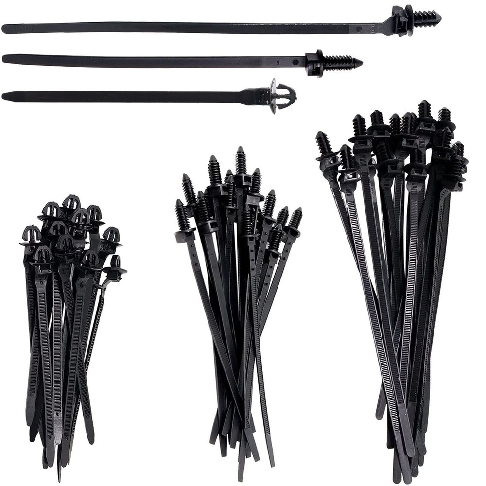BENLIUDH Push Mount Snap-In Zip Ties Nylon Wire Harness Automotive Clips