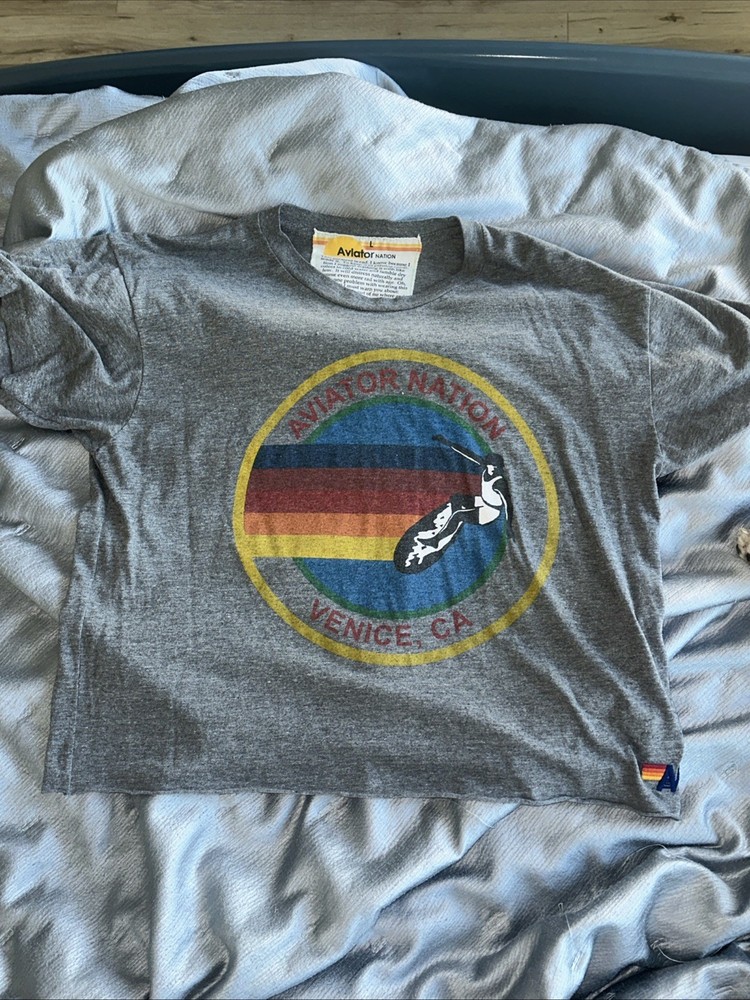 Aviator Nation Tee Shirt Gray Venice,CA Women’s Size L