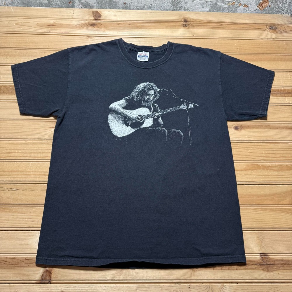 Vintage 90s Jerry Garcia Acoustic Live Concert Palm Graphic T-Shirt - Size Large
