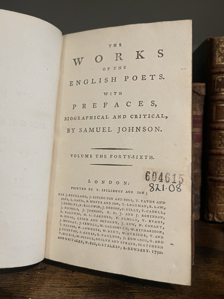 1779 Samuel Johnson Works of the English Poets : London Antique Poetry