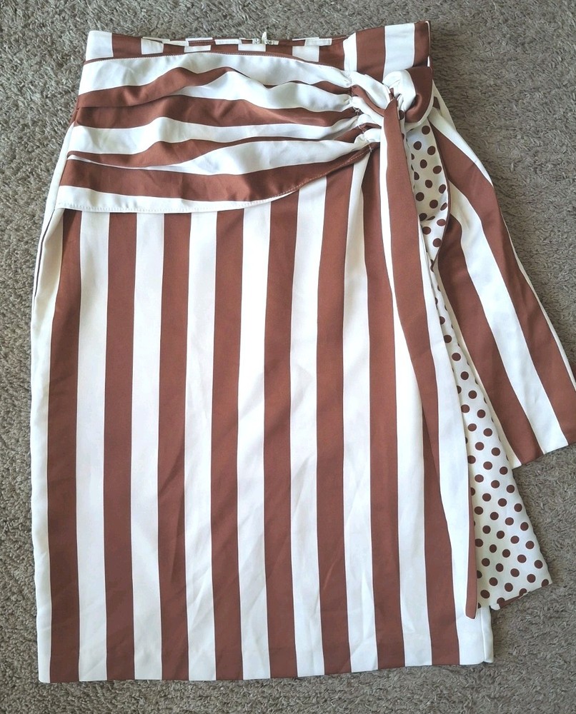New York & Company Pencil Skirt Sz 10 Belted Waist Striped Polka Dot  Boho Chic