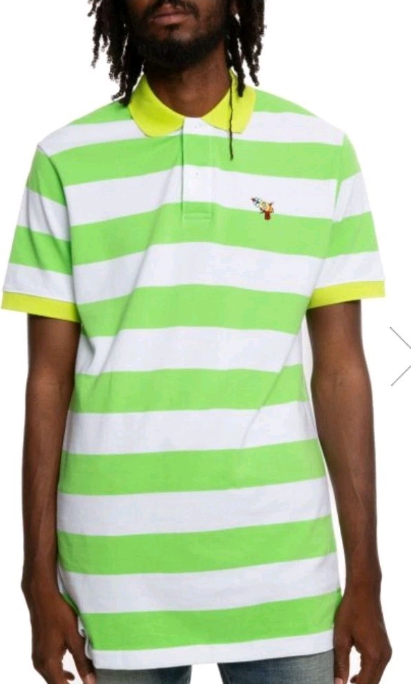 Billionaire Boys Club Polo Green Striped Raygun Logo Designer Shirt. Size M