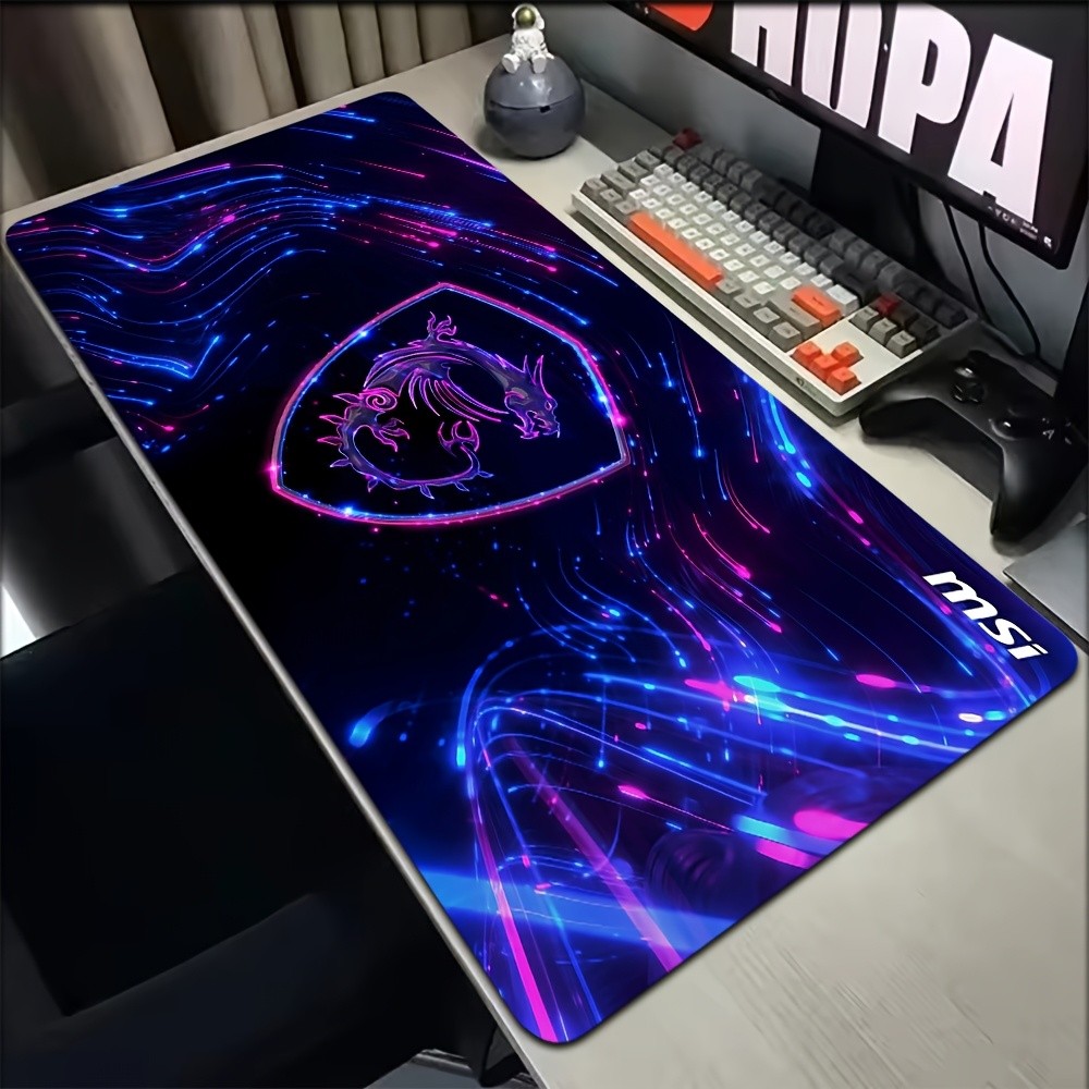 40*90cm Large Gaming Mouse Pad with MSI Dragon Design - Non-Slip Rubber Base, Ul