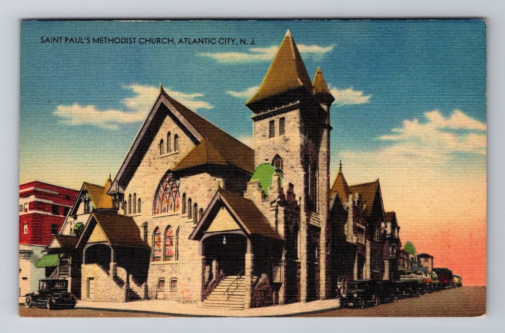Atlantic City NJ-New Jersey, St. Paul's Methodist Church, Vintage Postcard
